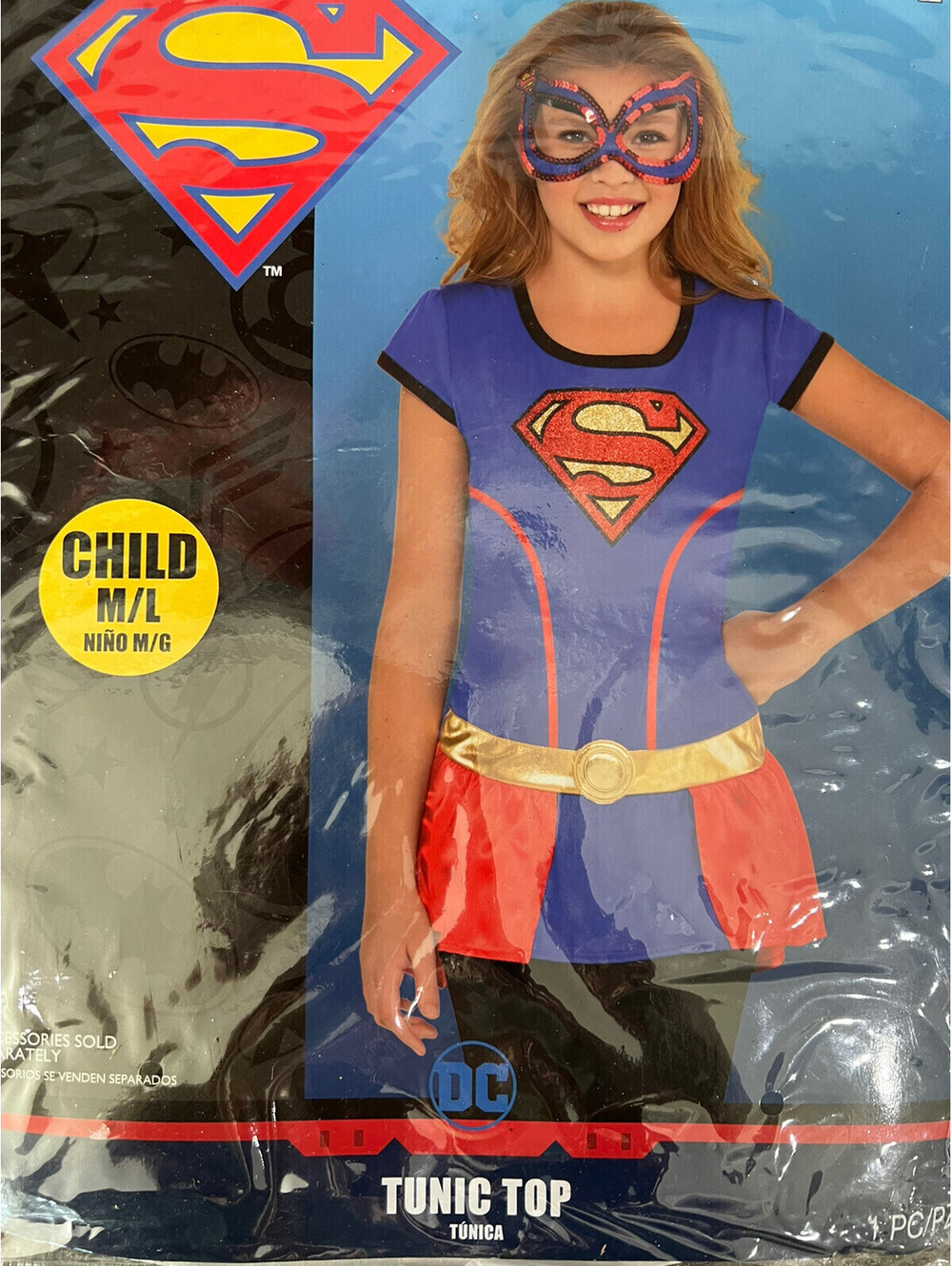 Supergirl Halloween Costume Tunic Top Girl's Med/large , Up To Sz 14, Top Only!
